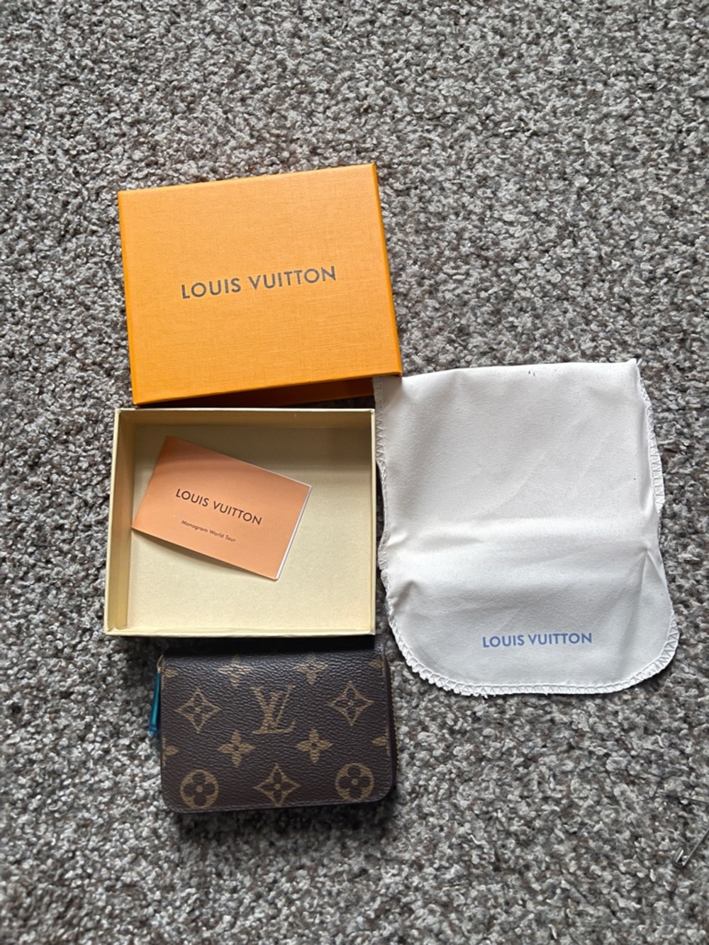 Louis Vuitton Monogram Compact Wallet - Brown with Blue Zip Pull